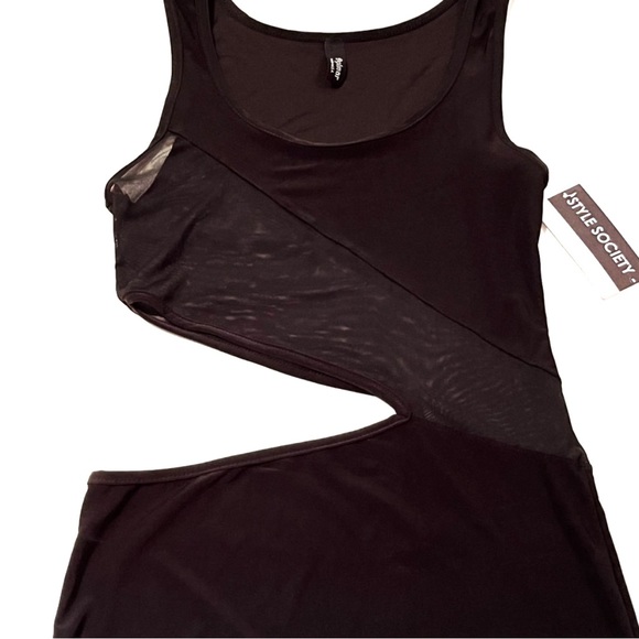 Style Society Mesh Cutout Dress Black Stretchy Small Cocktail Club Sexy Party - Picture 9 of 10
